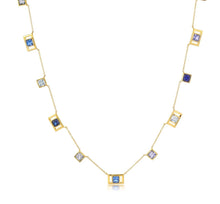 Cargar imagen en el visor de la galería, Collar con estación de piedras cuadradas de talla princesa