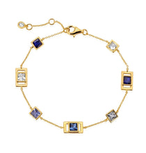 Cargar imagen en el visor de la galería, Pulsera con piedras color bígaro de talla princesa