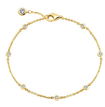 Load image into Gallery viewer, Tobillera con bisel pequeño y acabado en oro amarillo