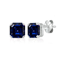 Load image into Gallery viewer, Pendientes Corte Royal Asscher Piedra Color Safiro