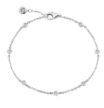 Load image into Gallery viewer, Tobillera con bisel pequeño y acabado en platino puro