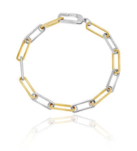 Carica l'immagine nel visualizzatore di Gallery, Brazalete con pavé de eslabones de dos tonos