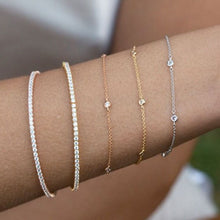 Load image into Gallery viewer, Pulsera de estaciones con circonitas biseladas - 2 mm y 0.15 CT