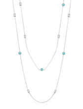 Cargar imagen en el visor de la galería, Collar de varias estaciones con turquesa y baguette 1.20 CT