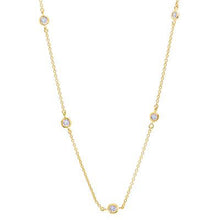 Cargar imagen en el visor de la galería, Collar con circonitas biseladas de 2mm. 16 "con acabado en oro de 18 kt