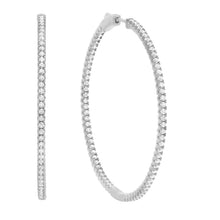 Cargar imagen en el visor de la galería, Aretes Argolla medianos con pavé 1.75 CT