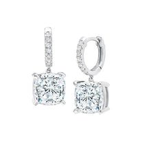 Cargar imagen en el visor de la galería, Aretes Argolla con pendiente de talla cojín Bliss 8.20 CT