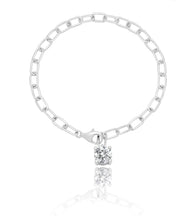 Carica l'immagine nel visualizzatore di Gallery, Brazalete de eslabones con pasador y solitario redondo en el centro