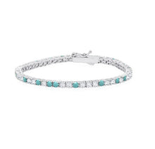 Load image into Gallery viewer, Pulsera de tenis de circonitas cúbicas impecables y turquesa 5.70 CT