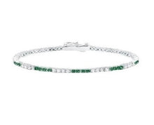 Carica l'immagine nel visualizzatore di Gallery, Brazalete de tenis clásico circonitas color esmeralda y brillantes