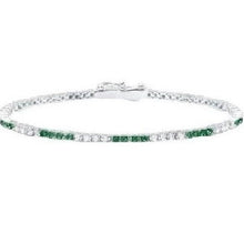 Carica l'immagine nel visualizzatore di Gallery, Brazalete de tenis clásico circonitas color esmeralda y brillantes