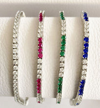 Carica l'immagine nel visualizzatore di Gallery, Brazalete de tenis clásico circonitas color rubi y brillantes