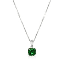 Cargar imagen en el visor de la galería, Collar con pendiente de talla Royal Asscher, piedra de color esmeralda
