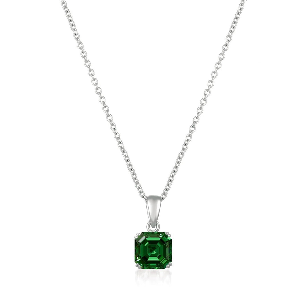 Collar con pendiente de talla Royal Asscher, piedra de color esmeralda