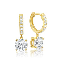 Load image into Gallery viewer, Aretes Argolla con pendientes de talla redonda 2.25 CT
