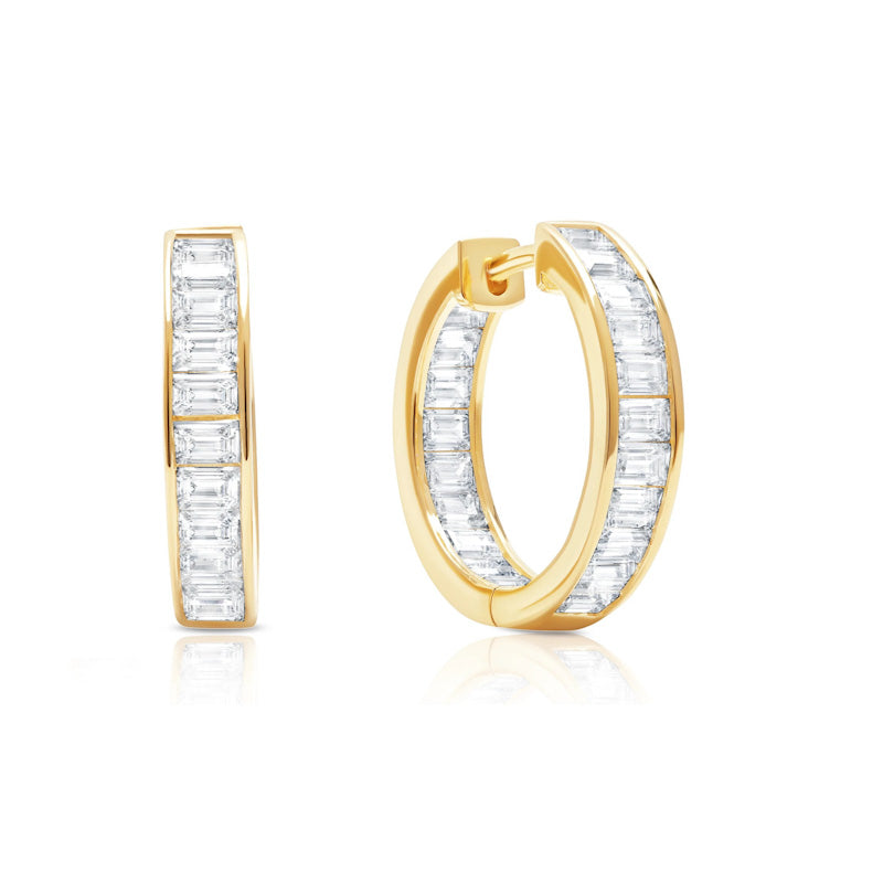 Aretes Argolla de Baguettes paralelos 4.00 CT