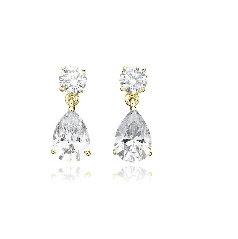 Aretes con pendientes de talla pera clásicos 3.00 CT