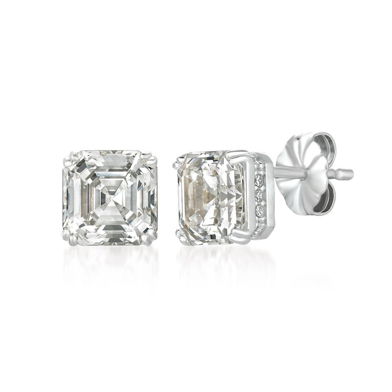 Aretes solitarios talla Royal Asscher 4.20 CT