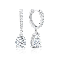 Load image into Gallery viewer, Aretes Argolla con pendiente de talla pera 2.75 CT
