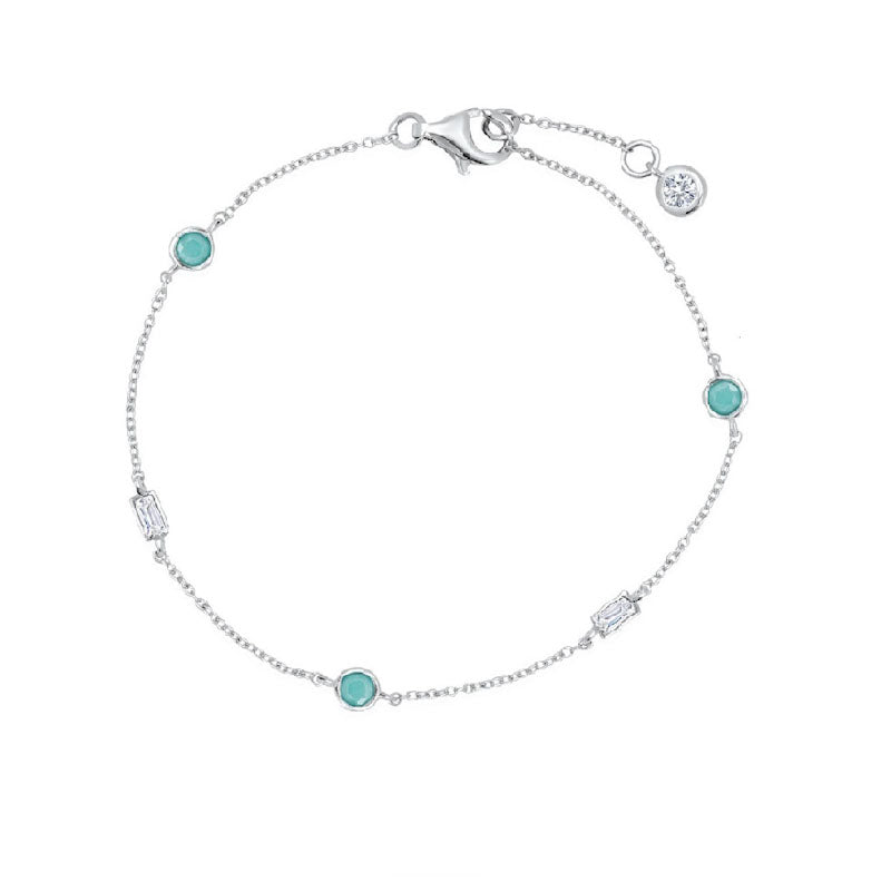 Pulsera de estaciones con turquesas y circonitas 0.45 CT